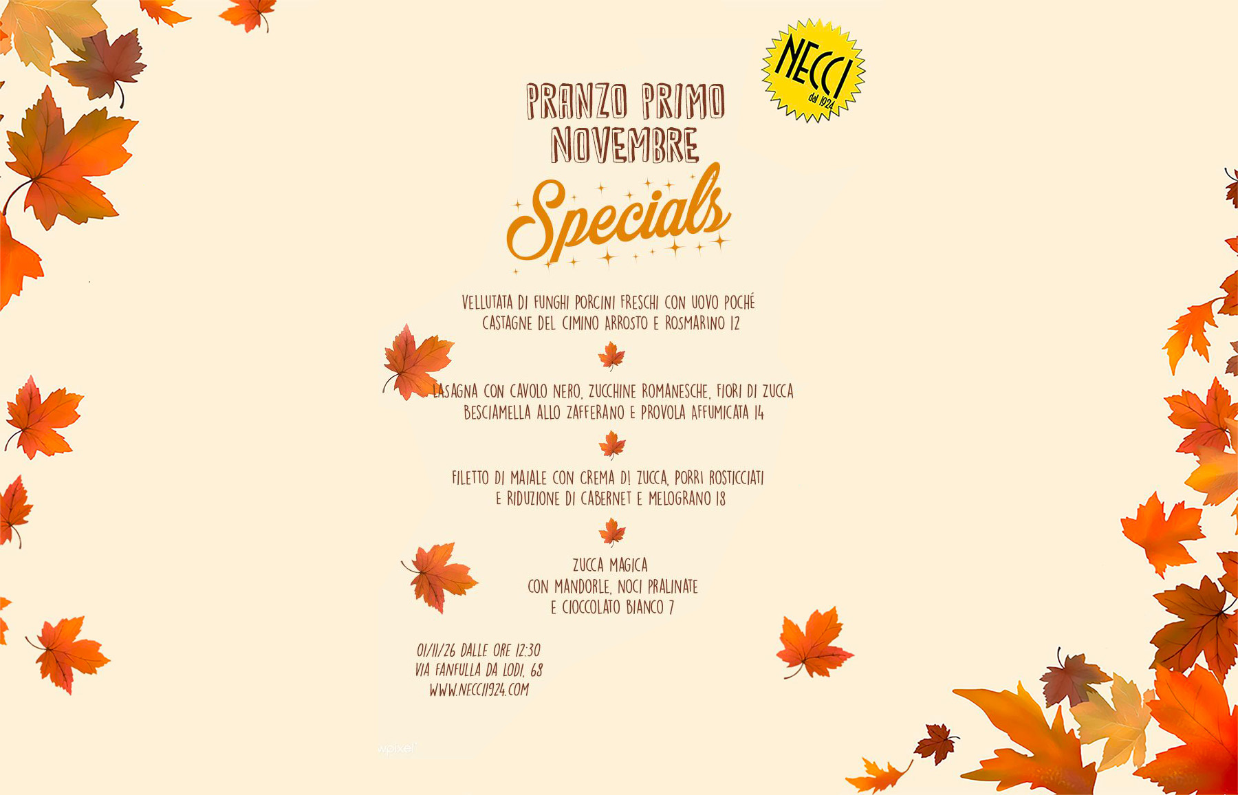 Slider Necci - Menu pranzo 1 novembre